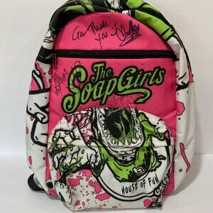 The Soap Girls Neon Pink & Green adjustable straps Signed Punk skater Backpack